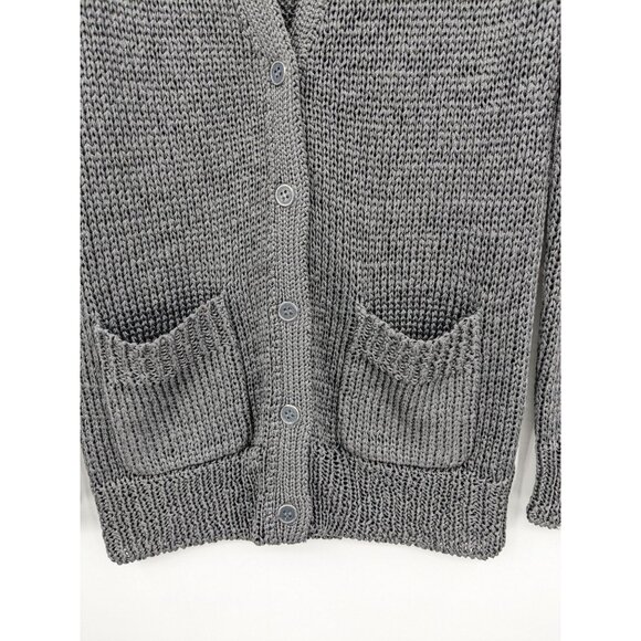 J.Crew Metallic Open Knit Cardigan Women Size S Button Up Pockets Capsule Preppy - Picture 4 of 9